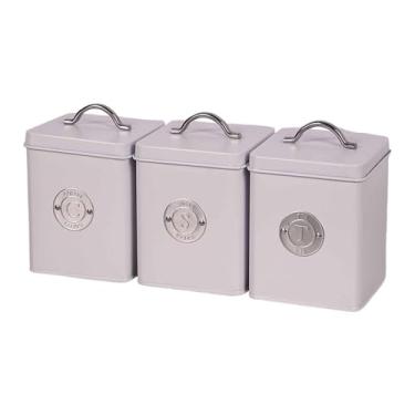 Imagem de AFXGUSD Conjunto de 3 recipientes para armazenamento de alimentos, potes de ferro organizadores para cozinha, ideais para casa de campo, Style B