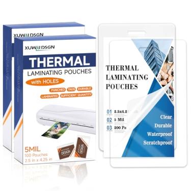 Imagem de Pacote com 200 5 mil 6,3 cm x 10,7 cm bolsas de laminação térmica crachá bolsas laminadas transparentes etiquetas de bagagem laminadas bolsas laminadas para cartões de permissão de negócios (200, 6.3