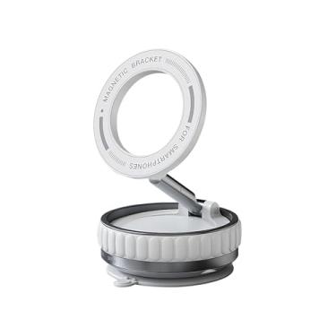 Imagem de Suporte de telefone de carro, forte magnético à prova de choque, ventosa dobrável giratória de 360° para painel de vidro, universal para todos os smartphones (branco)