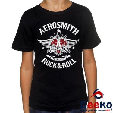 Imagem de Camiseta Infantil Aerosmith 100% Algodão Rock Geeko, Preto, 8