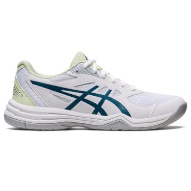 Imagem de ASICS Tênis feminino de vôlei Upcourt 5, Branco/tinta azul-petróleo, 40
