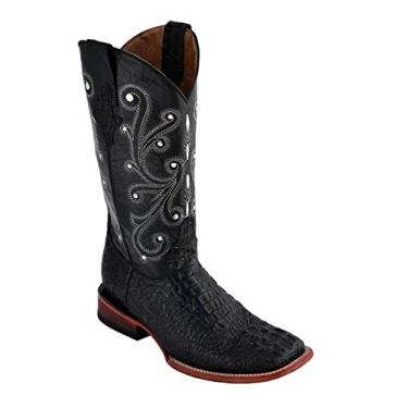 Imagem de Ferrini Italia Bota social masculina Stampede crocodilo bico quadrado cano médio - preta, Preto, 9.5 Wide