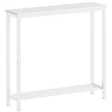 Imagem de YATINEY Mesa de console estreita, mesa de sofá pequena de 2 andares, entrada fina de 75 cm atrás da mesa de sofá com prateleiras, mesa de corredor industrial, para sala de estar, hall de entrada