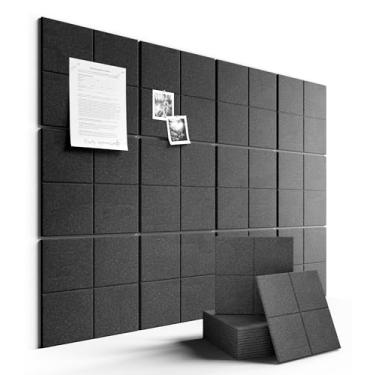 Imagem de Fluxynara Quadro de avisos grande de feltro 122 cm x 91 cm Alternativo para quadro de cortiça - pacote com 12 com 70 abas adesivas removíveis seguras, quadros de cortiça para paredes, quadro de