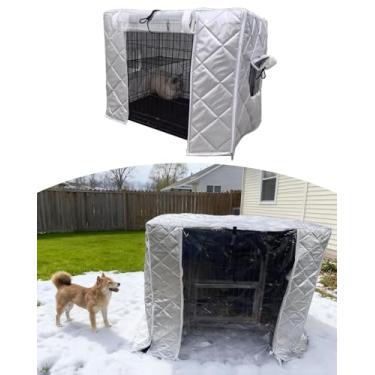 Imagem de Capa isolada à prova d'água para caixa de cachorro para clima frio - cobertor grosso para canil de animais de estimação e capa de gabinete de gato, serve para 91,5 x 58,5 x 63,5 cm