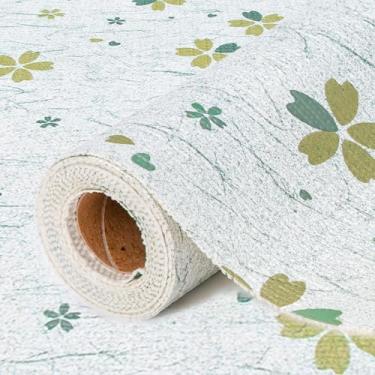 Imagem de FIFTY FEET Forro de prateleira não adesivo de 30,5 x 304,8 cm para armários e gavetas de cozinha, forro de armário de PVC antiderrapante lavável (floral verde) (4 rolos)