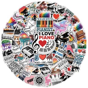 Imagem de 64PCS Piano Stickers – Aesthetic Piano Keyboard Waterproof Vinyl Decals for Music Lovers, Pianist, Laptop, Water Bottle, Scrapbook
