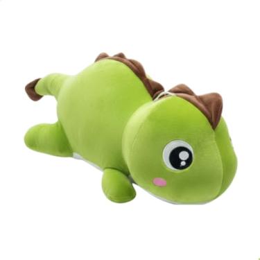 Imagem de Dinossauro de Pelúcia Deitado Olhos Redondos Grande, ursinho de pelúcia, pelúcia fofa (Dino Deitado Verde 70cm)