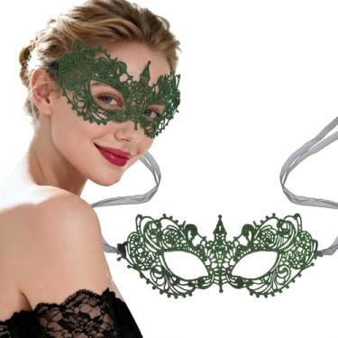 Imagem de Hoshin Masquerade Mask for Women, Lace Venetian Masks Mardi Gras Costume Deecorations for Ball Party(Grass Green)