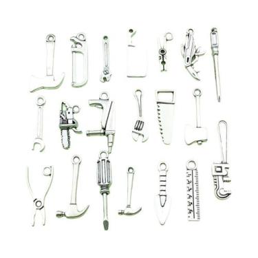 Imagem de Pingentes De Ferramentas DIY Em Liga: Serra, Chave Inglesa, Machado, M