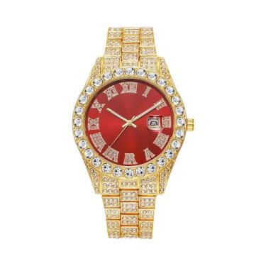 Imagem de Relógio De Quartzo Masculino Em Aço Inoxidável Dourado Com Diamantes I