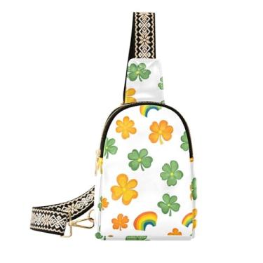 Imagem de CEBUGI Bolsa tiracolo feminina St.patricks Day Clover pequena bolsa tiracolo de couro para trilhas, viagens ao ar livre