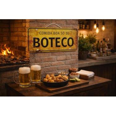 Imagem de Placa Carro Decorativa Enfeite Comida Boa Só de Área de Lazer Mdf Made