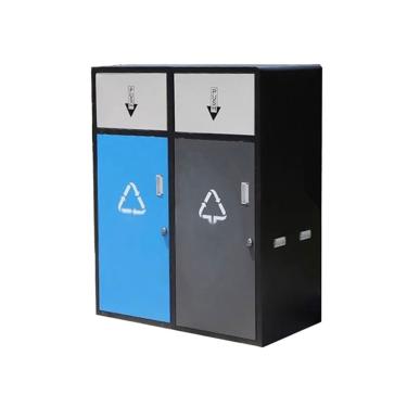 Imagem de Lata de lixo ao ar livre Lixeira grande com tampa para classificação de áreas públicas comerciais ao ar livre metal