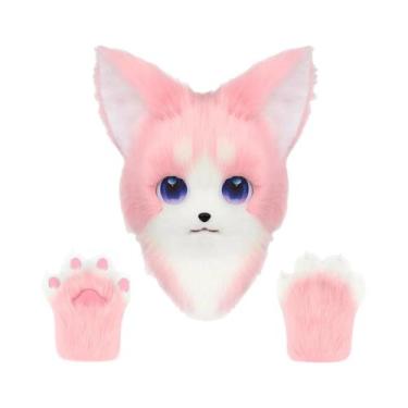 Imagem de Máscara De Cabeça De Fursuit De Gato E Conjunto De Luvas De Patas De T