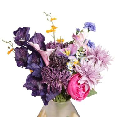 Imagem de Ingredmix Buquê de plantas de flores artificiais, arranjos florais de tulipas de orquídea para decoração de escritório em casa, mesa de jantar, decoração de festa de casamento e evento ou ocasião