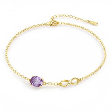 Imagem de MYJEWR S925 Pulseira feminina banhada a ouro 14 K, joia de ouro ajustável delicada, corrente de mão moderna para mãe, esposa e senhoras, presente de aniversário para ela, One Size, Metal, Zircônia
