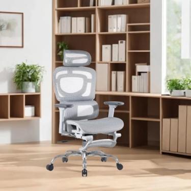 Imagem de Cadeira De Escritório Ergonômica Mônaco Wt07 Luvinco Malha Respirável Com Suporte Lombar Adaptável Apoio Para Pés Retrátil Encosto Ajustável Seis Posições Suporta 200kg