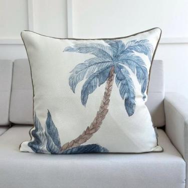 Imagem de Capa Almofada Linhão Coqueiro Azul 60x60 - AMOFADAS