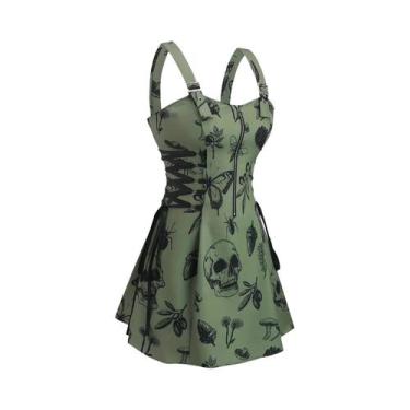 Imagem de Vestido plus Size Com Estampa De Caveira Para Mulheres, Tendência Euro