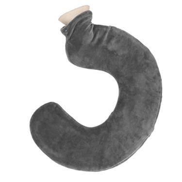 Imagem de Garrafa de água quente em formato de U, pescoço quente, bolsa de água quente de borracha macia com capa de pano removível (Conjunto Cinza)