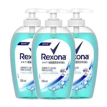 Imagem de Kit 3 Sabonete Líquido Para as Mãos Rexona Limpeza Profunda Elimina 99% das Bactérias 250ml