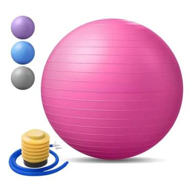 Imagem de Bola Ioga Pilates Suiça Gyn Boll Fitness 65cm Anti-Estouro Com Bomba de Encher (ROSA)