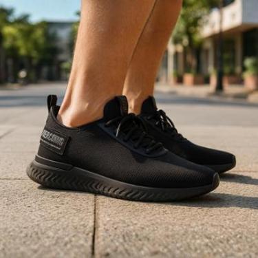 Imagem de Tênis Esportivo Masculino Para Academia De Corrida Caminhada Leve Preto Macio Preto Branco-Masculino