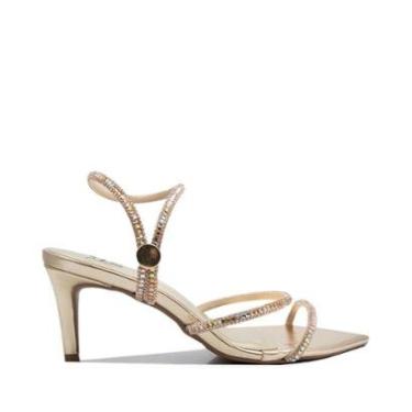 Imagem de Sandalia Via Comfort Dourada Salto Fino-Feminino