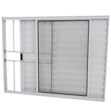 Imagem de Janela Veneziana 3 Folhas Alumínio Branco 1.00 x 1.00 Modular com Grad