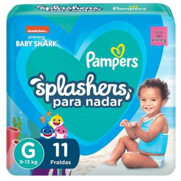 Imagem de Fralda para Água Pampers Baby Shark Splashers G com 11un, Tam. M-G, 11