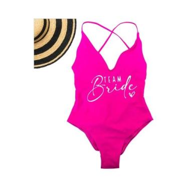 Imagem de Maiô Rosa Dourado Estampado Acolchoado Para Mulheres, Sexy, Tema Noiva