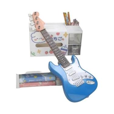 Imagem de Brinquedo De Guitarra Elétrica Para Crianças Com Cordas Retráteis Inst
