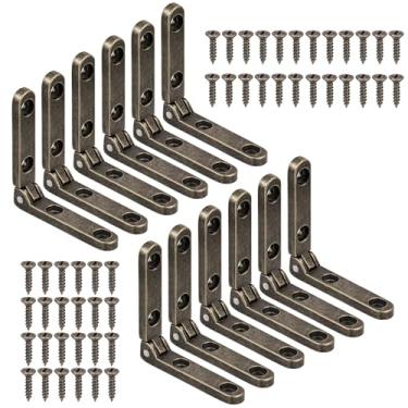 Imagem de 12 dobradiças de bronze, mini dobradiças de caixa de joias de 90 graus, caixa de madeira de liga de zinco, dobradiça de armário com parafusos