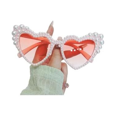 Imagem de Óculos De Sol De Luxo Para Mulheres Com Pérolas Em Forma De Coração UV