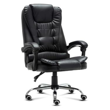 Imagem de Cadeira executiva de escritório marrom - Cadeira ergonômica reclinável para casa e conferência - Assento de escritório elegante e de lazer - Perfeito para chefes e profissionais