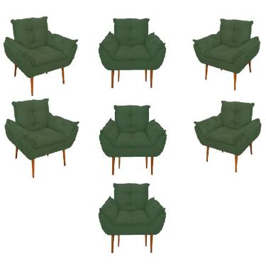 Imagem de Kit 07 Poltronas Decorativas Opala Retro Consultório Cor:verde