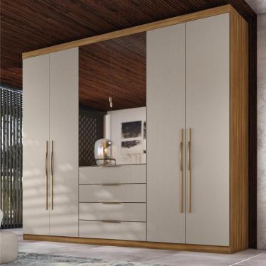 Imagem de Guarda Roupa Casal 6 Portas Com Espelho E 4 Gavetas Jersey - Amêndola Touch-nude Prime Tx Amêndola Touch-nude