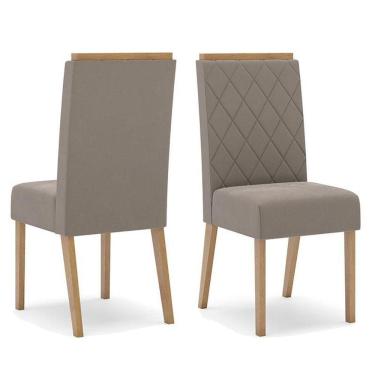 Imagem de Cadeira Para Mesa De Jantar Nina Kit 2 Peças Nature Marrom Amêndoa - Henn