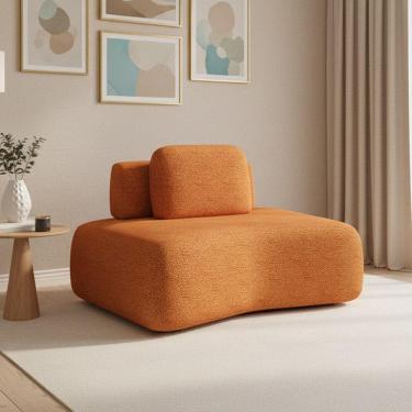 Imagem de Sofá Módulo Canto 175cm Orgânico Sala Berlim Bouclê K01 - D'rossi Off White