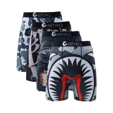 Imagem de Cuecas Boxer Respiráveis Para Homens Em Tamanho Plus, Conjunto De 4 Pe