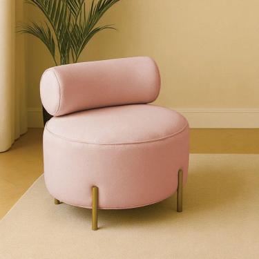 Imagem de Poltrona Sala Ilha Orgânica éden Pé Aço Lateral Dourado Bouclê E03 - D'rossi Rose