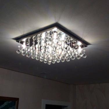 Imagem de Lustre de cristal Legítimo Sala Quarto Base Inox Espelhado 40X40 CM 