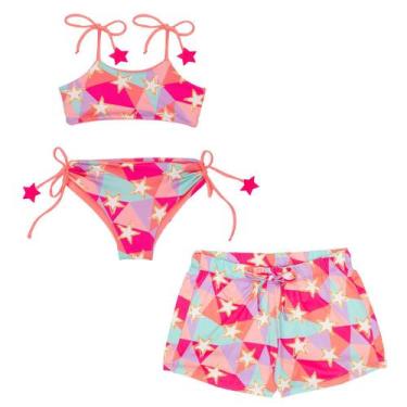 Imagem de Biquíni Dupla Face+ Shorts Menina Proteção Solar Uv Infantil - Fofotin