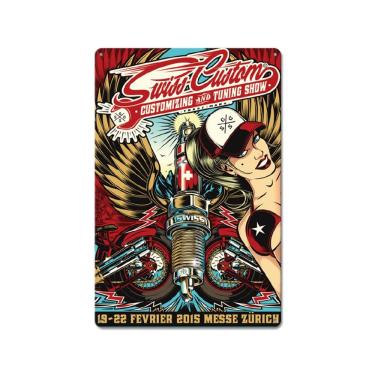 Imagem de Decoração de parede com barra de pistão personalizada Iron Sign Vintage Swiss 20x30cm