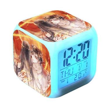 Imagem de Despertador digital LED quadrado colorido 8x8x8cm para crianças - yiwe