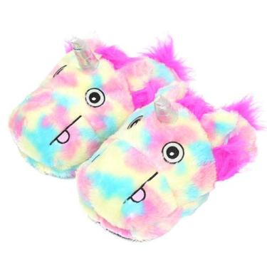 Imagem de Chinelos coloridos de unicórnio de pelúcia Anime Home Cotton tamanho 2