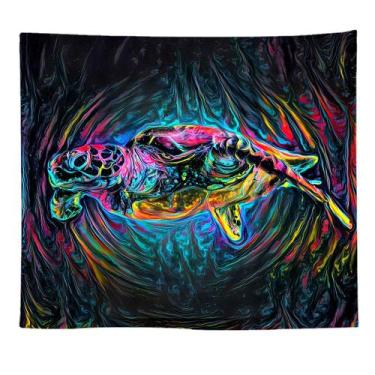 Imagem de Tapeçaria Animais fluorescentes UV Tartarugas marinhas 150x150cm - yiw