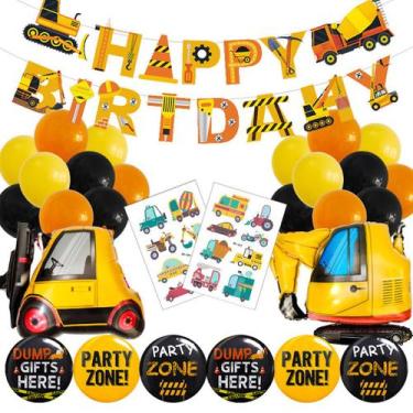 Imagem de Kit de balão, tema de escavadeira, festa de aniversário, 23 unidades -