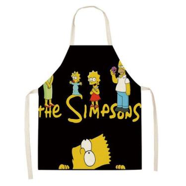 Imagem de Avental Simpsons Anime Cooking, decoração de cozinha, linho, 68x55cm -